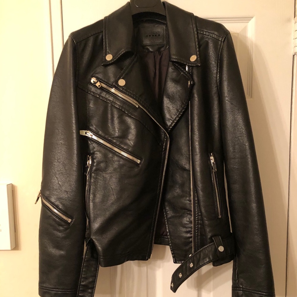 Black faux leather Motorcycle jacket